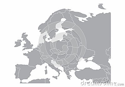 Europe gray map Stock Photo