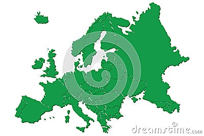 Europe Green maps vector. Vector Illustration