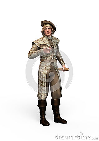 Man of the Renaissance, 3D Illustration Stock Photo