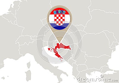 Croatia on Europe map Vector Illustration