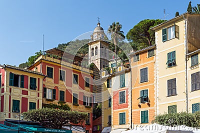 Italy. Liguria. The colored houses of Portofino Editorial Stock Photo