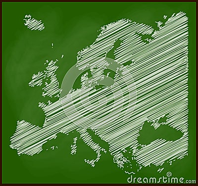 Europe map chalk on blackboard vector school background design Vector Illustration