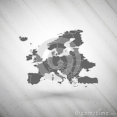 Europe map on gray background, grunge texture Vector Illustration