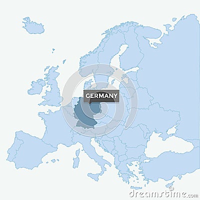 Europe map with the identication of germany. Vector Illustration