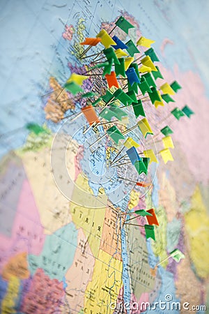 Europe Map pins travel Stock Photo