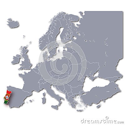 Europe map with Portugal Stock Photo