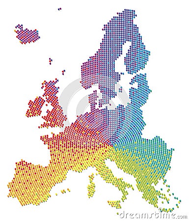 Europe Map Rainbow Colored Pattern Colorful Balls Vector Illustration