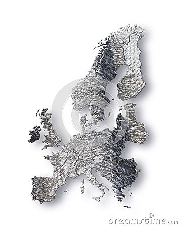 Europe map represented with asbestos graphics on white background. Stock Photo