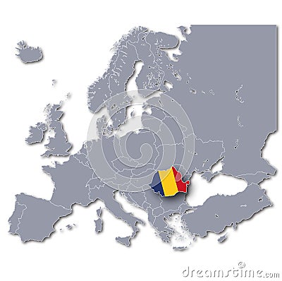 Europe map with Romania Stock Photo