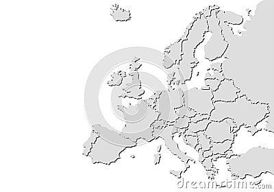 Europe map with shadows Stock Photo