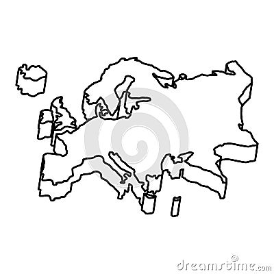 Europe map silhouette icon Vector Illustration