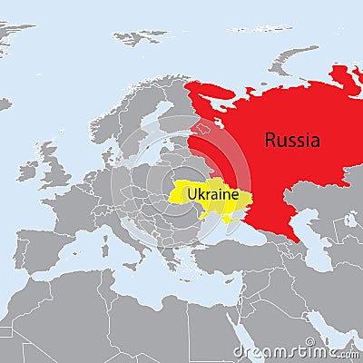 Europe map Ukraine and Russia Vector Illustration