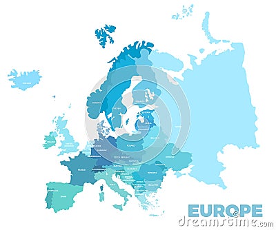 Europe modern detailed map Vector Illustration