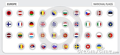 Europe national flags Vector Illustration