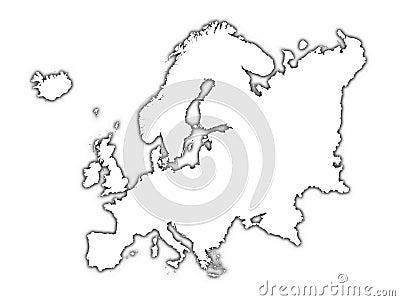Europe outline map with shadow Stock Photo