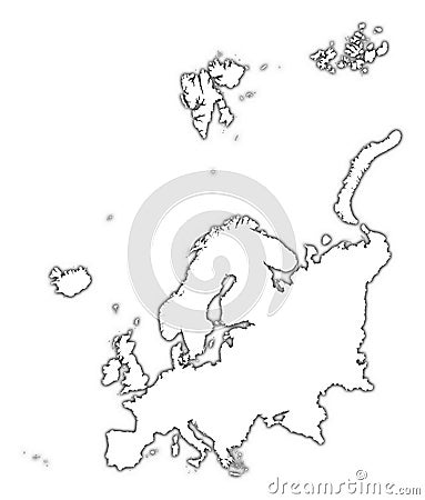 Europe outline map with shadow Stock Photo