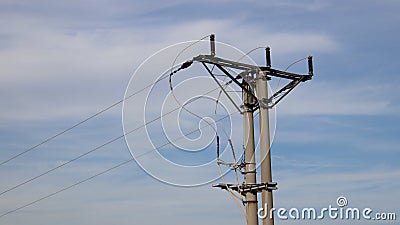 Electric network on the blue sky in sunny day Stock Photo