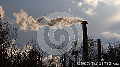 Europe. Poland. Yaslo. Autumn 2017. Smoking factory chimneys Stock Photo