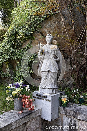 Statue of Saint Lucy on the grounds of the Sanctuary of the Sacred Heart on the Monte de Luzia, Mount of Saint Lucy Editorial Stock Photo