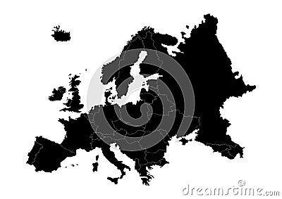 Europe State Map Vector silhouette Stock Photo