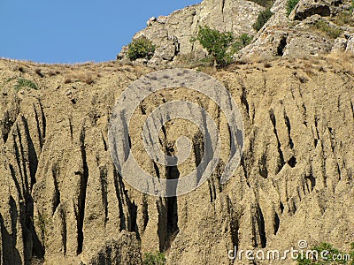 Europe. Ukraine. South Crimea. Cape Meganom. Blurry sandy relief Stock Photo