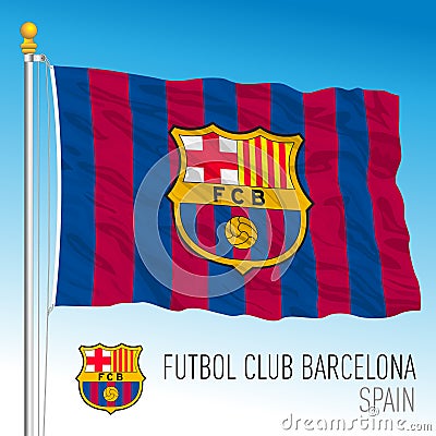 Barcelona Football Club flag and coat of arms team in the new Super League champioship Vector Illustration