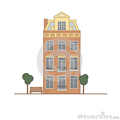 European building on white background Vector Illustration