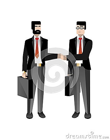 European businessmen in business suits handshaking Vector Illustration