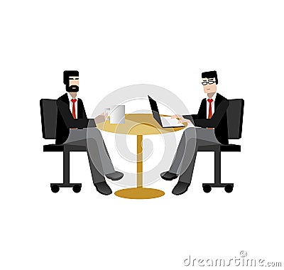 European businessmen coffee meeting in office Vector Illustration