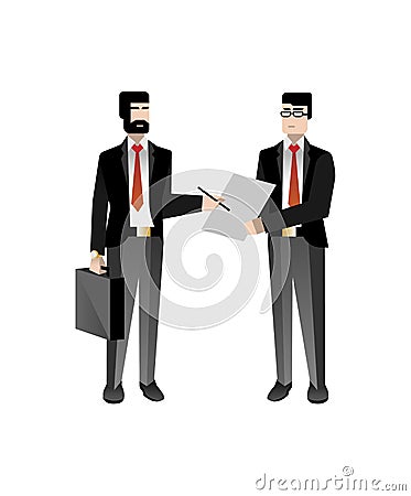 European businessmen sign a contract Vector Illustration
