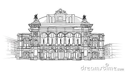 European cities landmark: Vienna State Opera House, Austria. Theater Wiener Staatsoper. Stock Photo