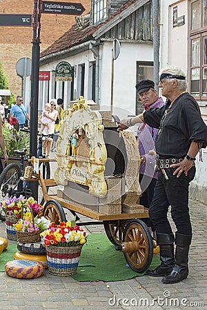 European City Festival, Kuldiga, Latvia. Street organ from the Netherlands Editorial Stock Photo