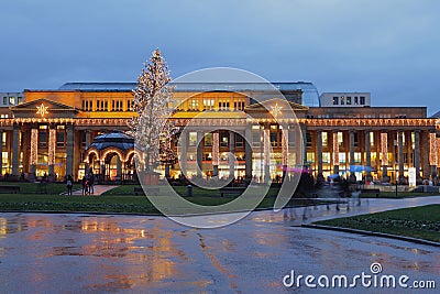 European city on New Year`s and Christmas holidays. Stuttgart, Germany Editorial Stock Photo