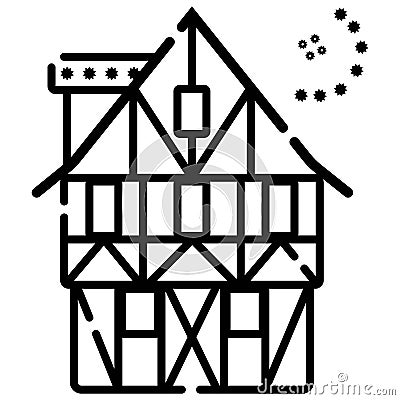 European colorful old house icon Stock Photo