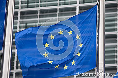 European Commission EU flag in Brussels Stock Photo