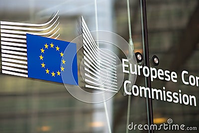 European commission official entry Stock Photo