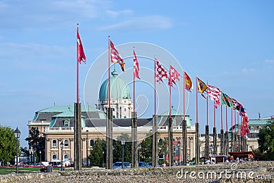 European countries flags, Budapest, Hungary Editorial Stock Photo