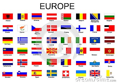 European country flags Vector Illustration