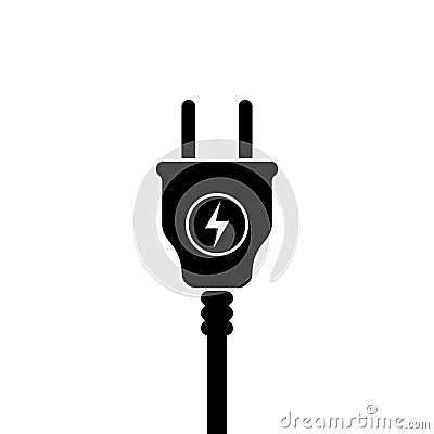 European Electric Plug icon, symbol. Europe standart. lightning sign Vector Illustration