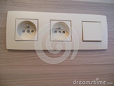 European electricity wall outlet receptacle Stock Photo