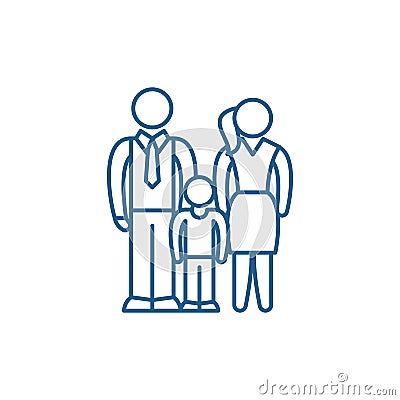 European family line icon concept. European family flat vector symbol, sign, outline illustration. Vector Illustration