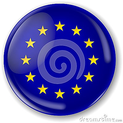 European flag round badge in shiny style. Vector Illustration