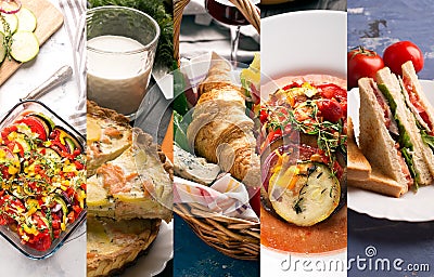 European food photo collage Stock Photo