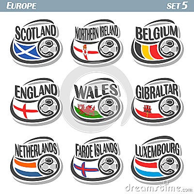 European football flags Vector Illustration