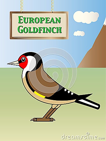 European Goldfinch Vector Illustration