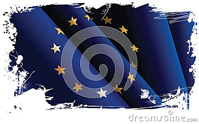 European grunge flag. Cartoon Illustration