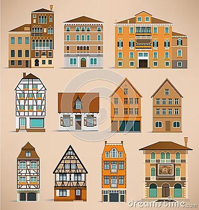 European houses Vector Illustration