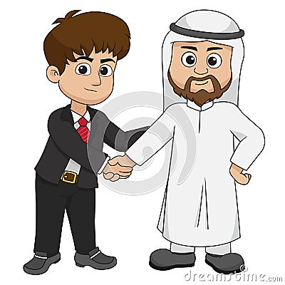 European and muslim businessman shake hands.Vector and illustration. Vector Illustration