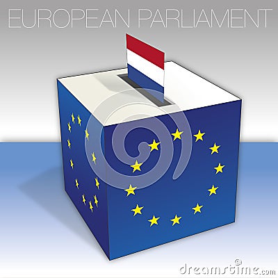 Netherlands, European parliament elections, ballot box and flag Vector Illustration