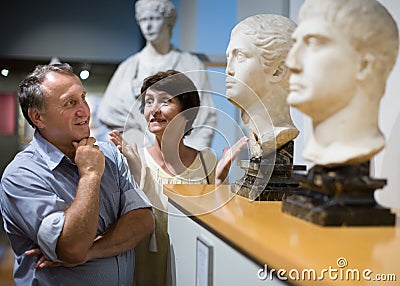 european pensioner family visiting historical exhibition in National Museum Editorial Stock Photo